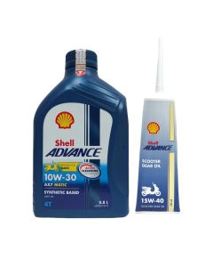PAKET OLI MATIC SHELL ADVANCE AX7 SCOOTER 0.8L 10W30 + SHELL OLI GEAR