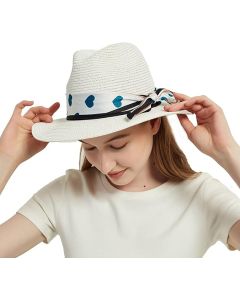 croch Women Wide Brim Paper Straw Panama Roll up Hat Fedora Beach Sun Hat UPF50+